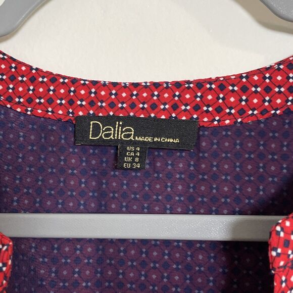 Dalia Sleeveless Dress, Lined, Non-stretch, V-Neck Red and Navy Size 4 - Picture 4 of 9